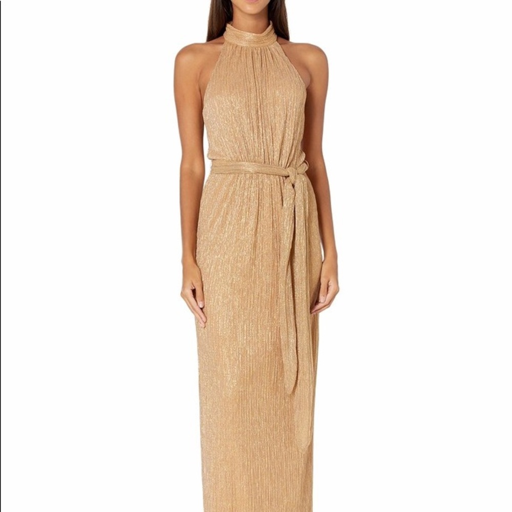 HALSTON Empire Dress Gold, Size 4